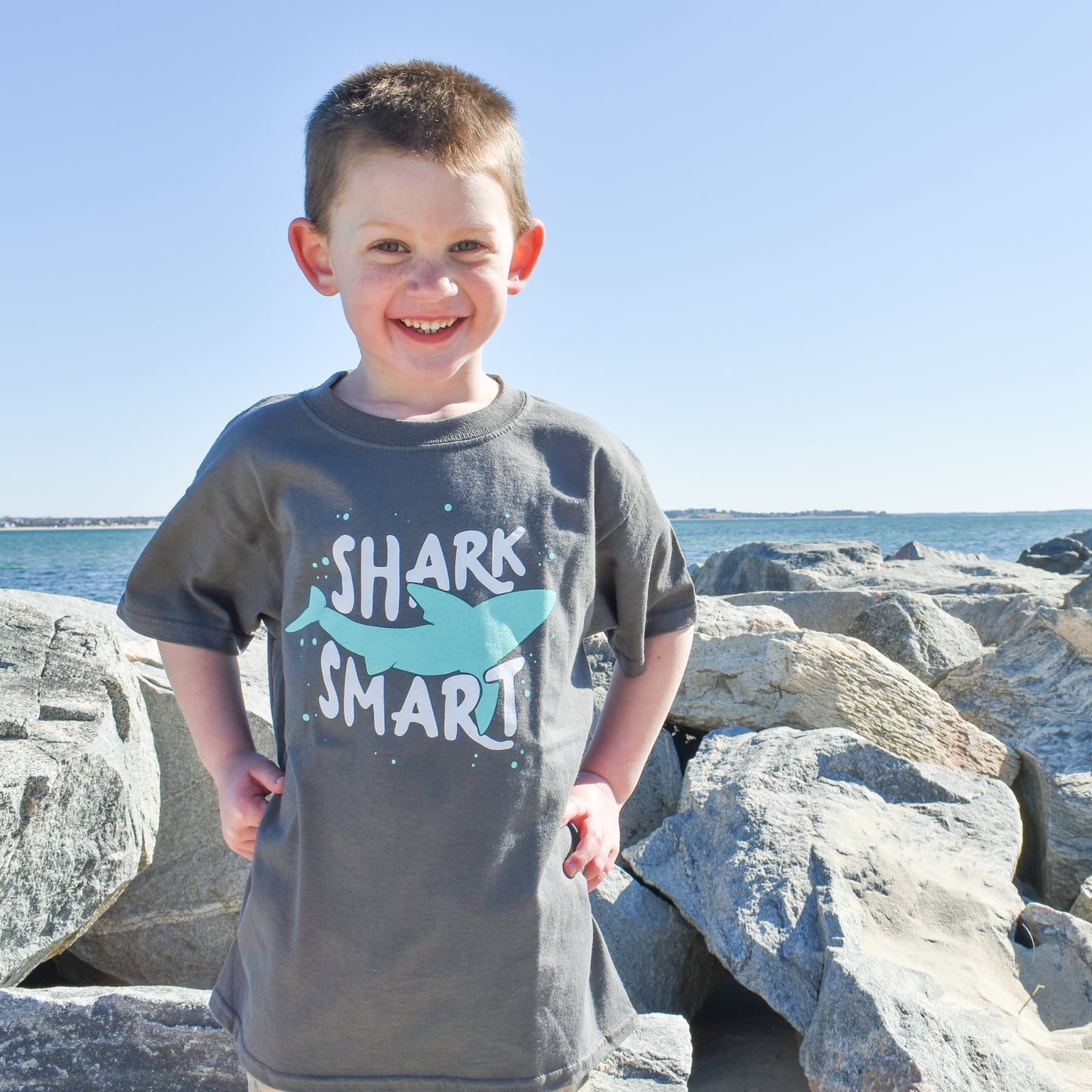 Youth Charcoal Shark Smart Short Sleeve